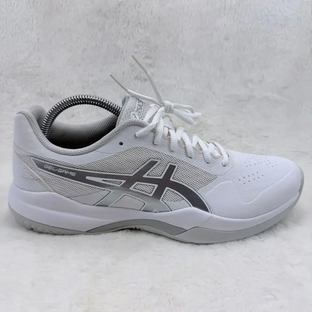 ASICS Gel Game 7 Womens Tennis Shoes White Silver Size 10 1042A036 Court Shoe